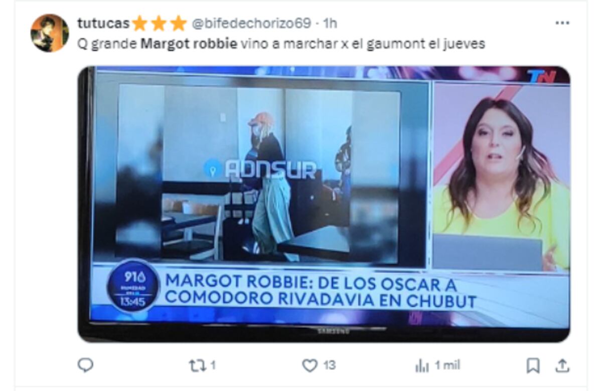 Los memes de Margot Robbie en Argentina. (Captura)