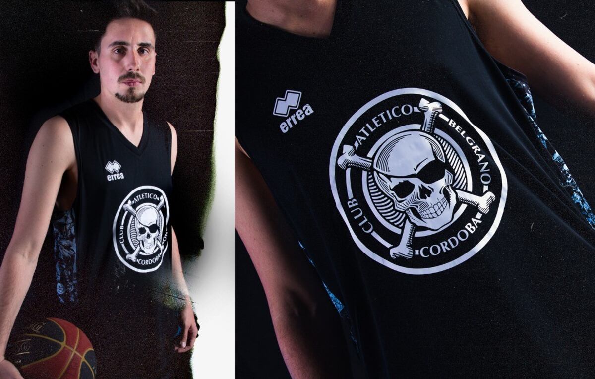 La camiseta alternativa negra de los equipos de básquet del club de Alberdi. (Prensa Belgrano)