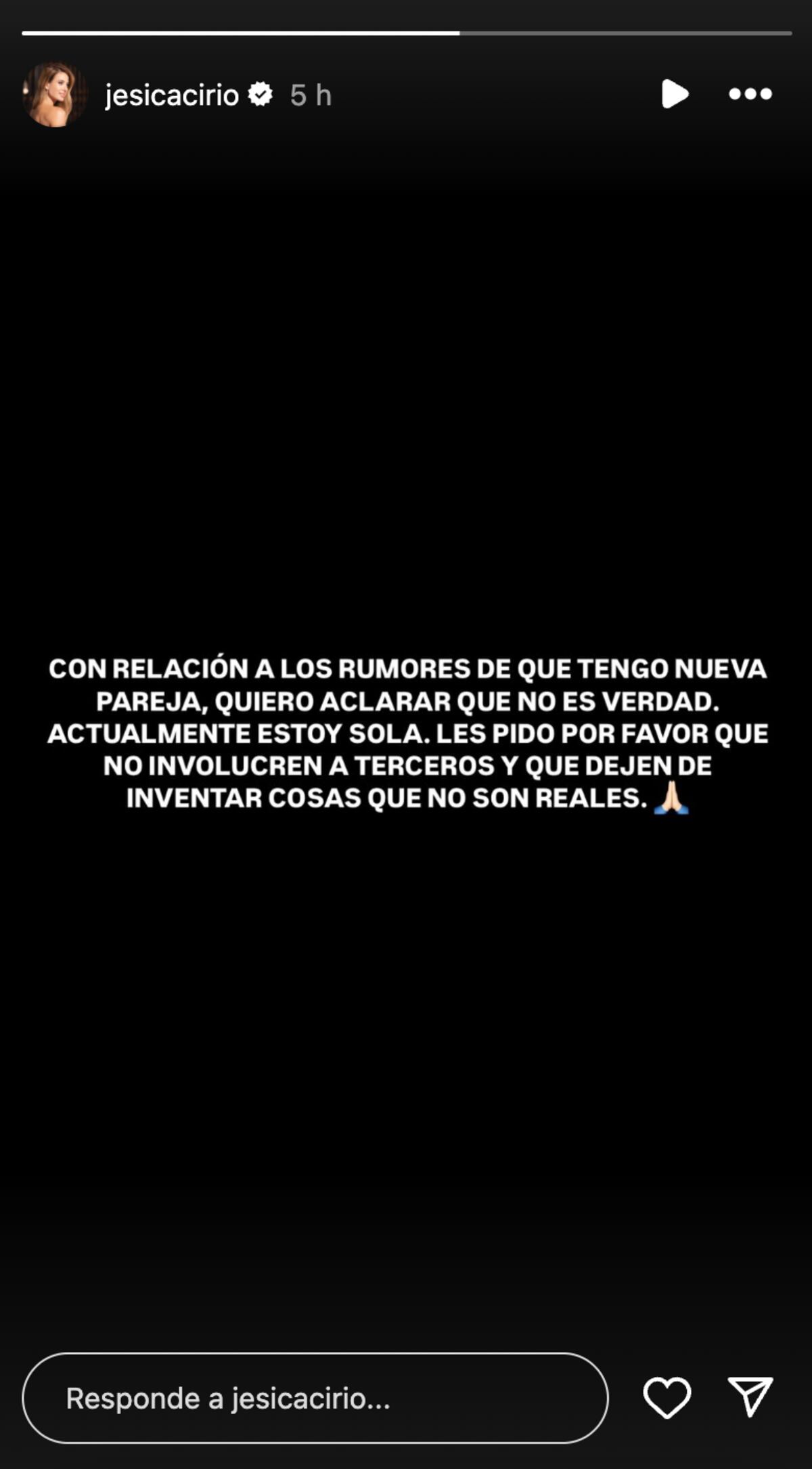La aclaración de Jésica Cirio respecto al rumor de su nueva pareja. (Foto: Instagram)