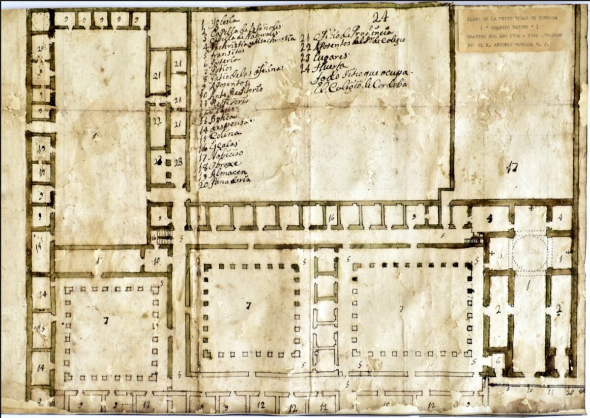 Mapa antiguo de la Manzana Jesuítica.