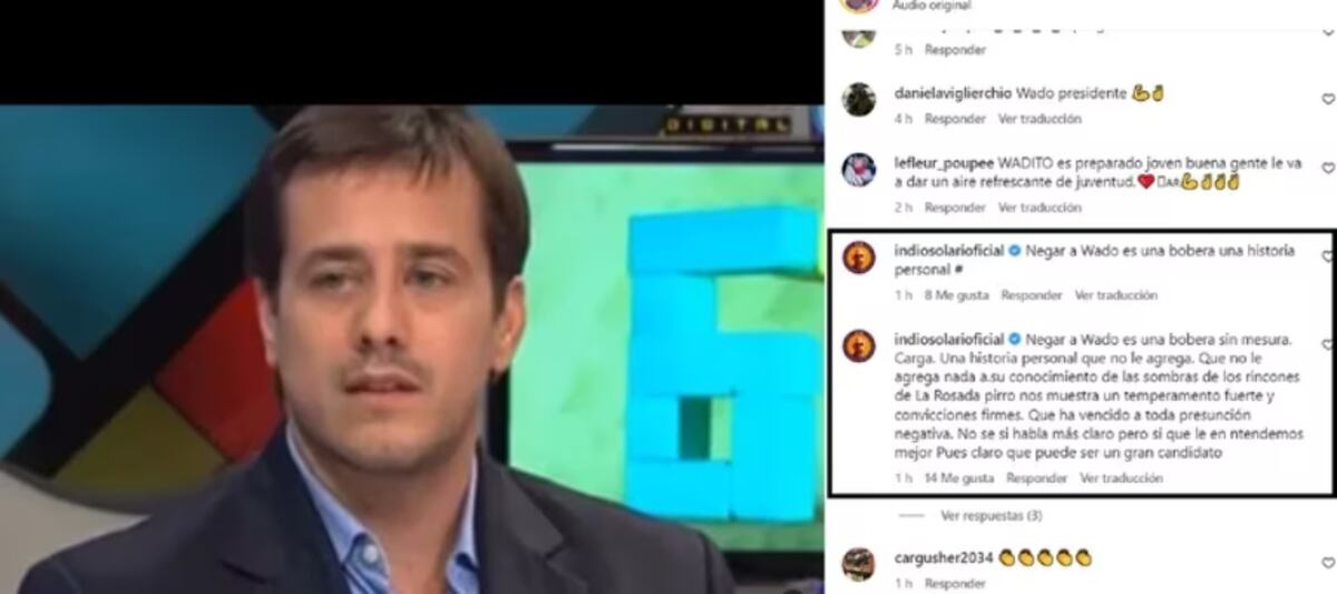 Indio Solari bancó a Wado de Pedro. (Captura)