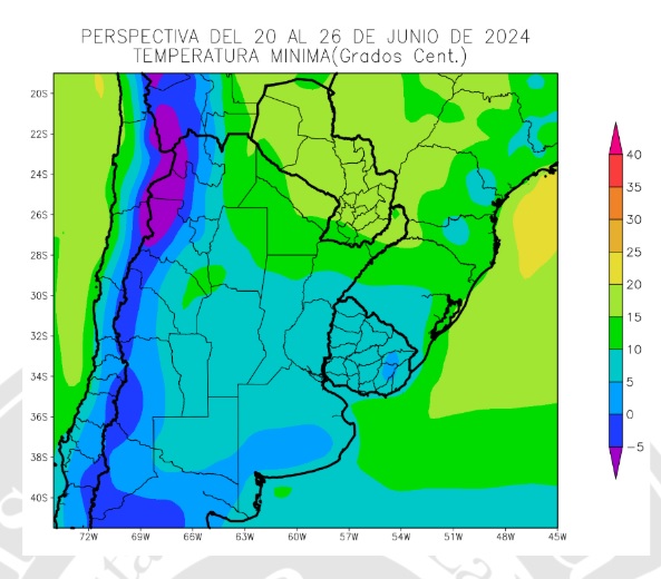 CLIMA EN CÓRDOBA. Del 20 al 26 de junio. (Bolsa de Cereales de Buenos Aires)