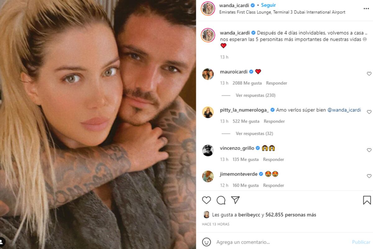 Wanda Nara y Mauro Icardi. (Instagram)