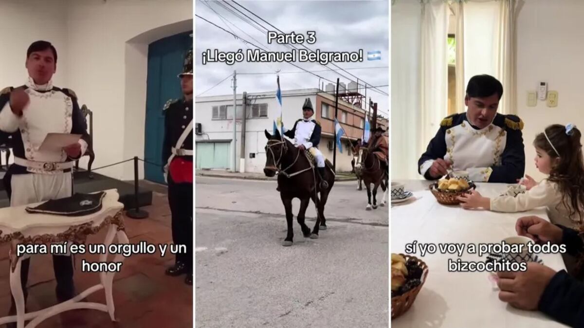 Cumplió su sueño: la niña de tres años por fin conoció a Manuel Belgrano.