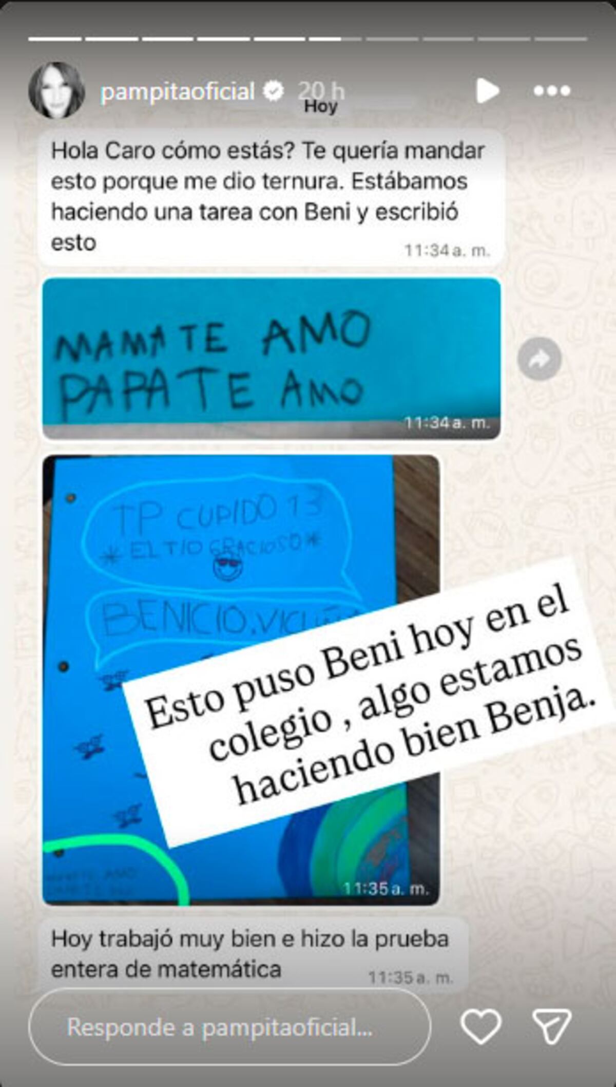 El posteo de Pampita. Foto: captura pantalla Instagram.
