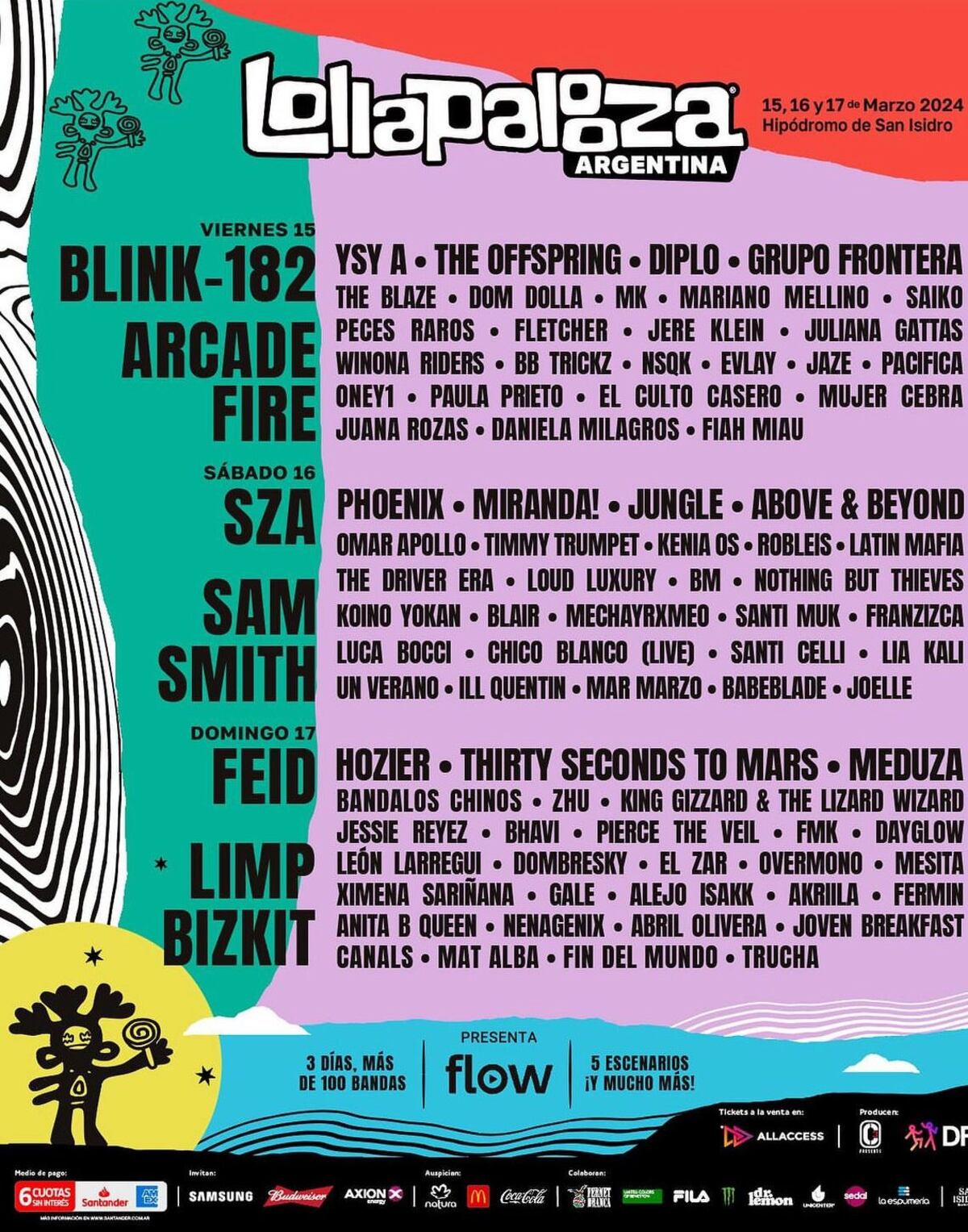 Así quedó la grilla definitiva del Lollapalooza Argentina 2024. (Gentileza Vía País).