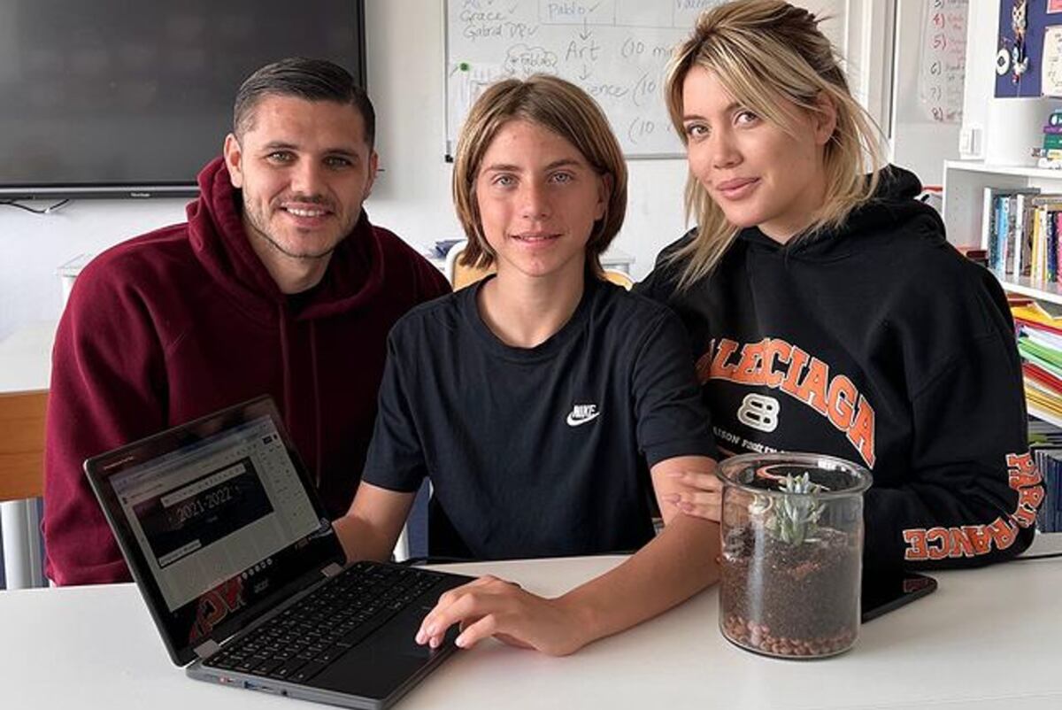 Wanda Nara junto a Icardi y Valentino. (Captura Instagram)