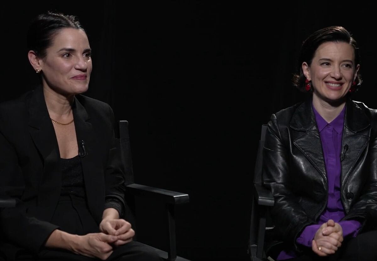 Pilar Gamboa y Malena Pichot en la entrevista con distintos medios del interior.