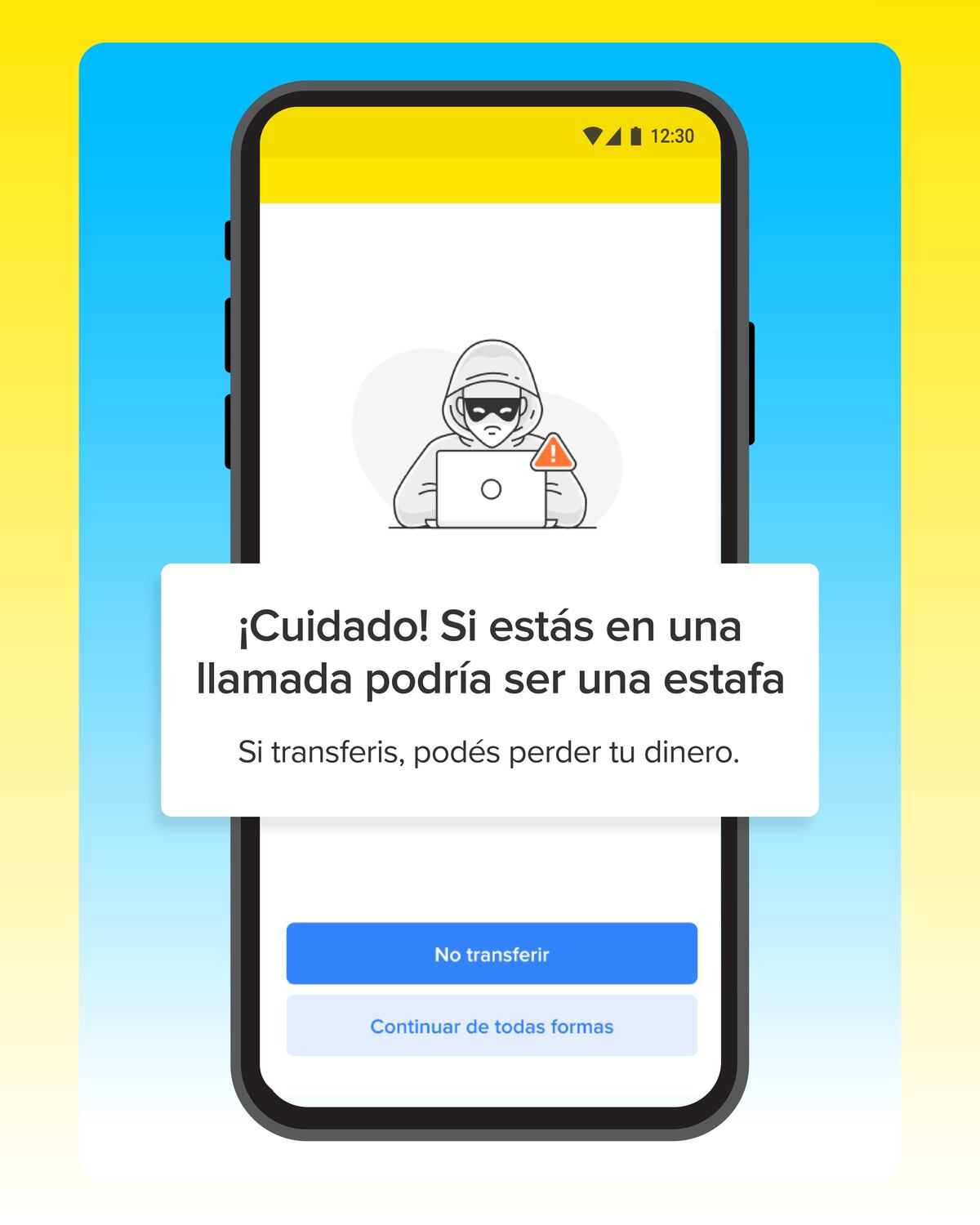 Alerta preventiva para evitar fraudes digitales. (Mercado Pago)