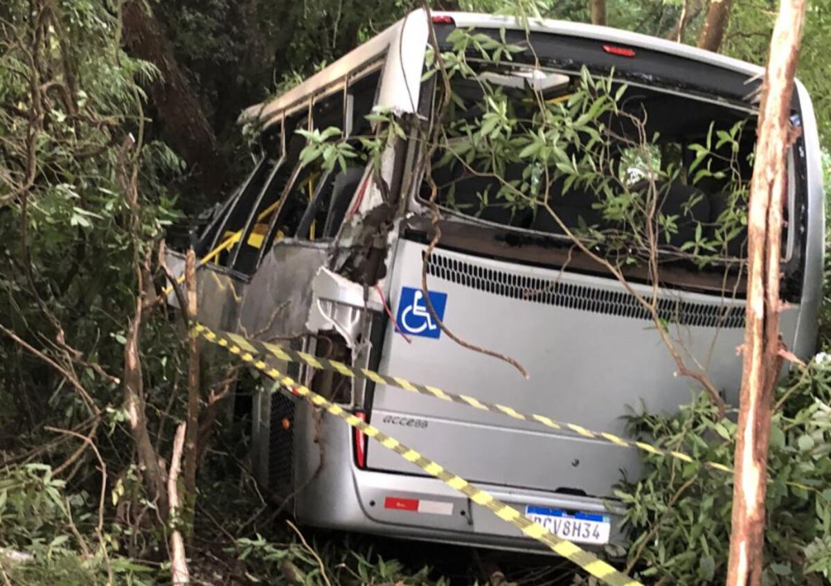 Colectivo se desbarrancó en el sur de Brasil. (Lindeiros)