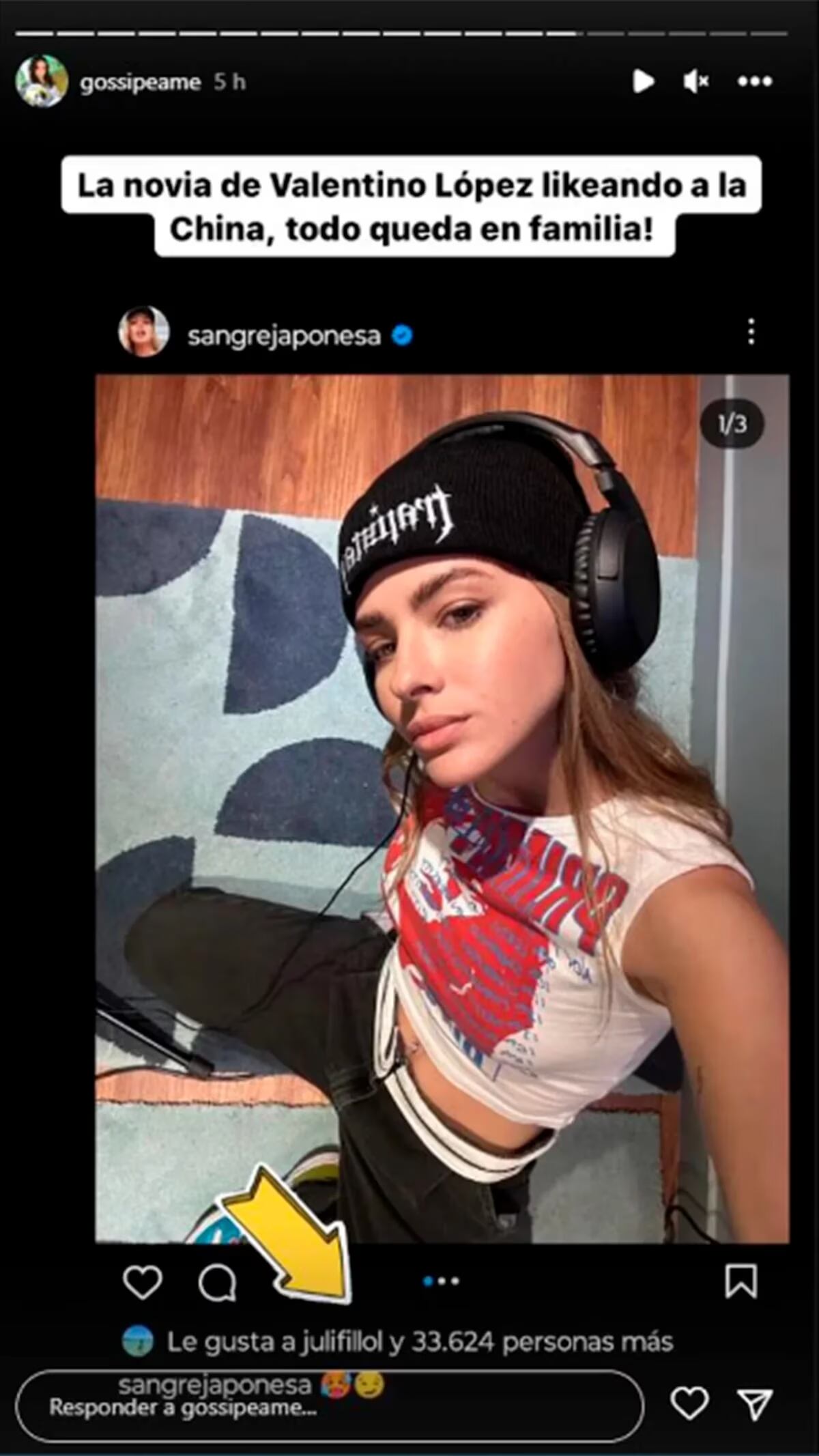 El "me gusta" de Juli Fillol a la China Suárez que podría restarle puntos con Wanda Nara. (Foto: Captura de pantalla)