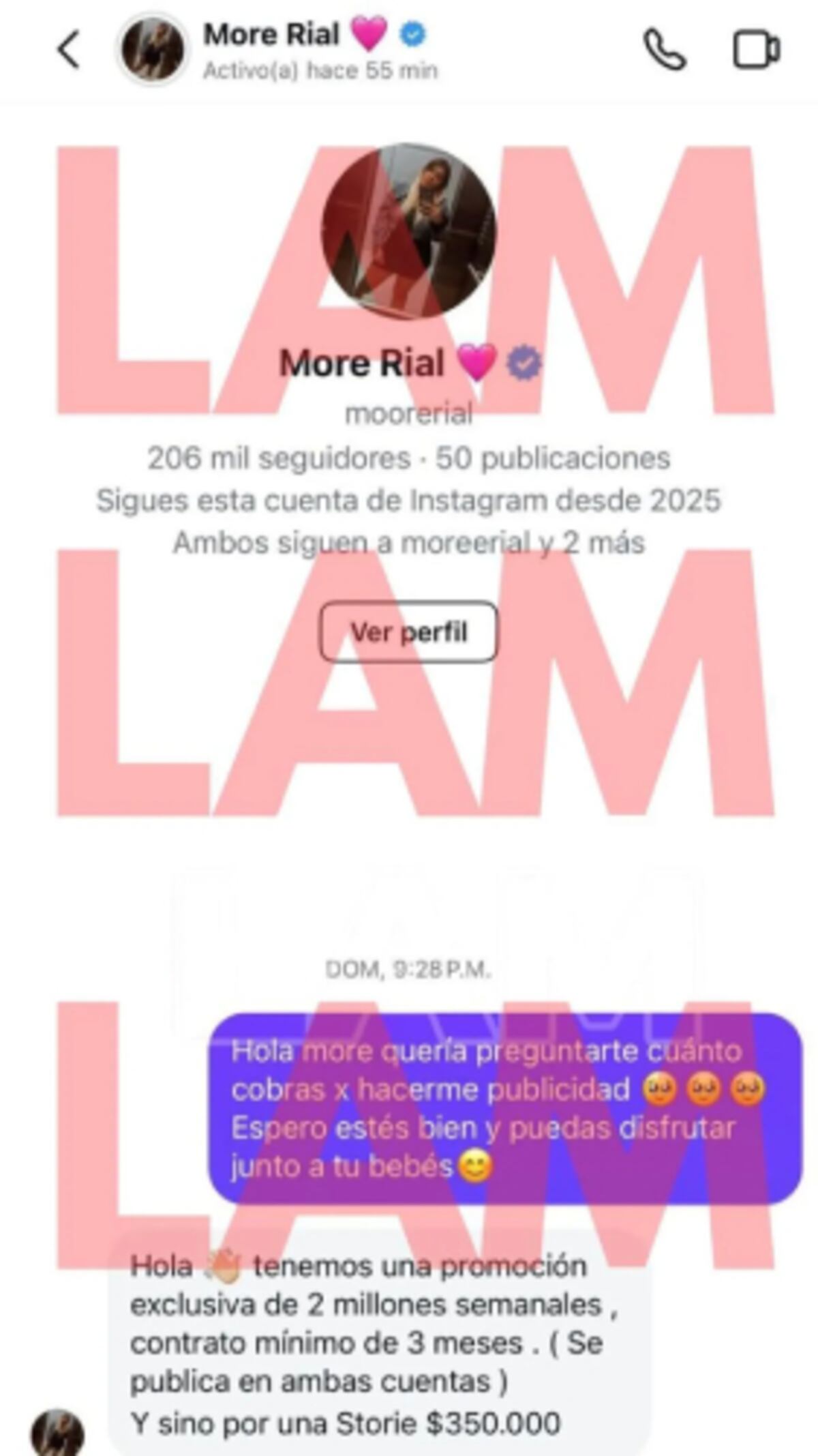 El chat con Morena Rial. (Captura)