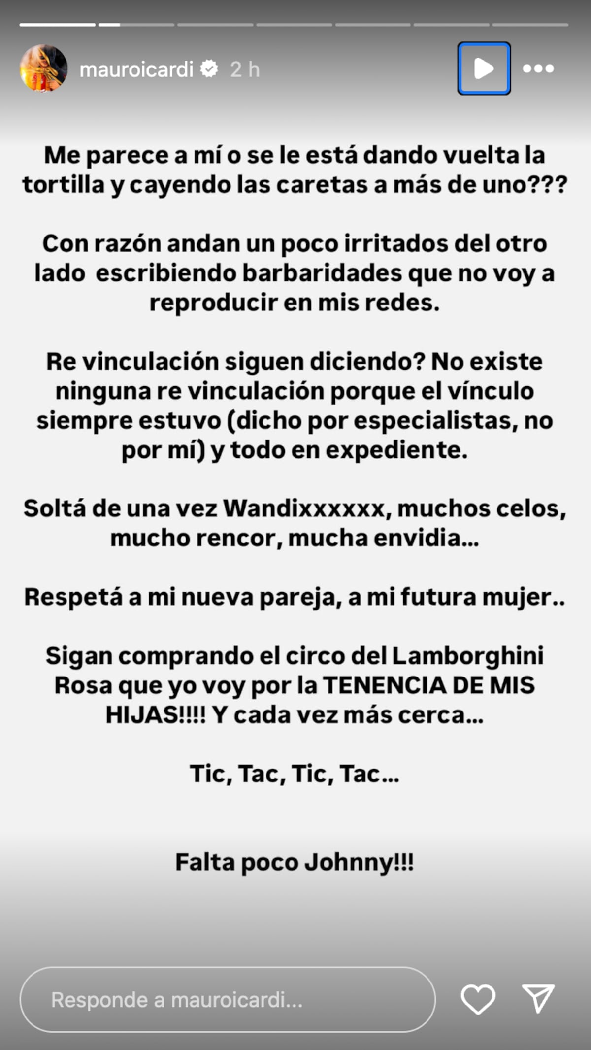La segunda historia que compartió Icardi para responderle a Wanda Nara. (Foto: captura de pantalla)