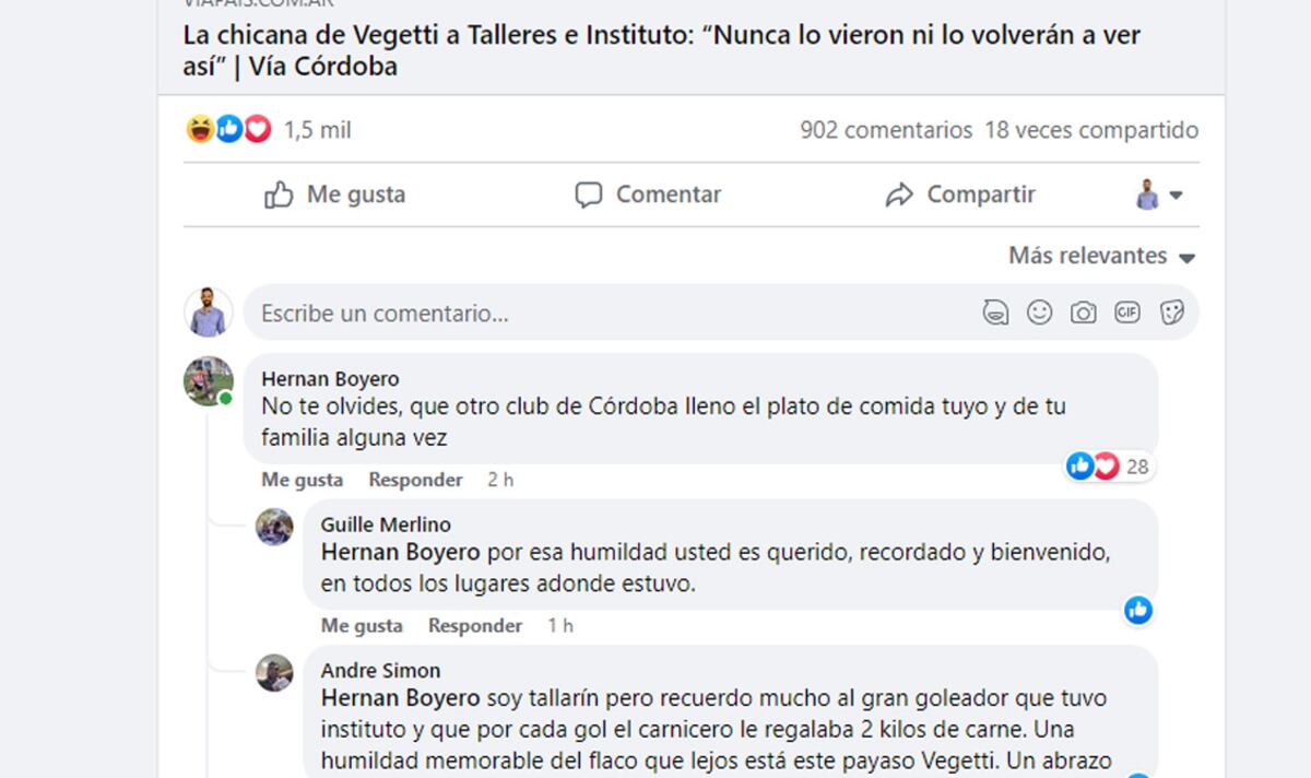 Boyero le respondió a Vegetti y se generó un debate en las redes.