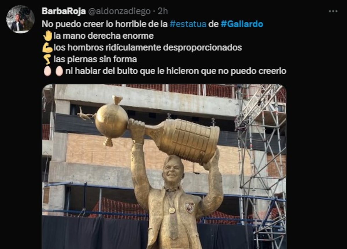Algunos memes luego de que se revelara la estatua de Marcelo Gallardo. Foto: Captura de pantalla.
