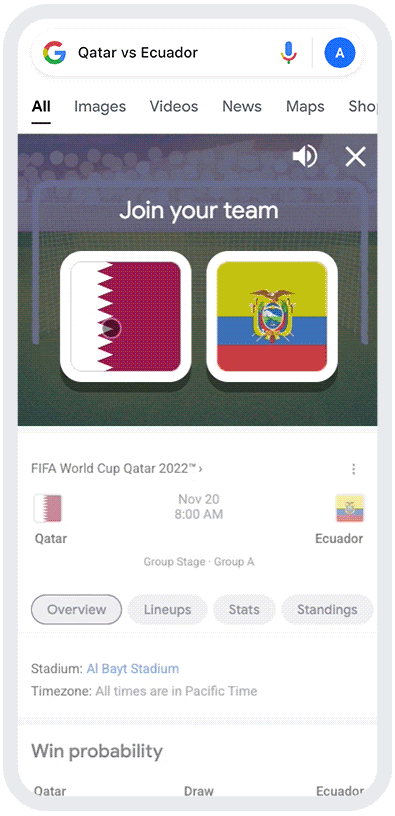 El juego del mundial que está disponible en Google.