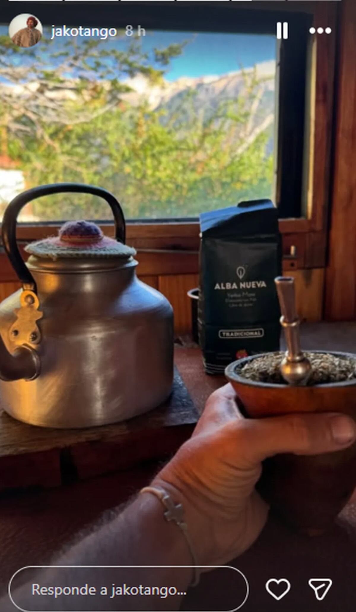Jakob von Plessen tomando la yerba de Zaira Nara. (Foto: Captura de pantalla)