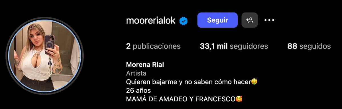 Morena Rial se abrió un nuevo Instagram después de que Meta cerrara su cuenta anterior, por tercera vez. (Foto: captura de pantalla)