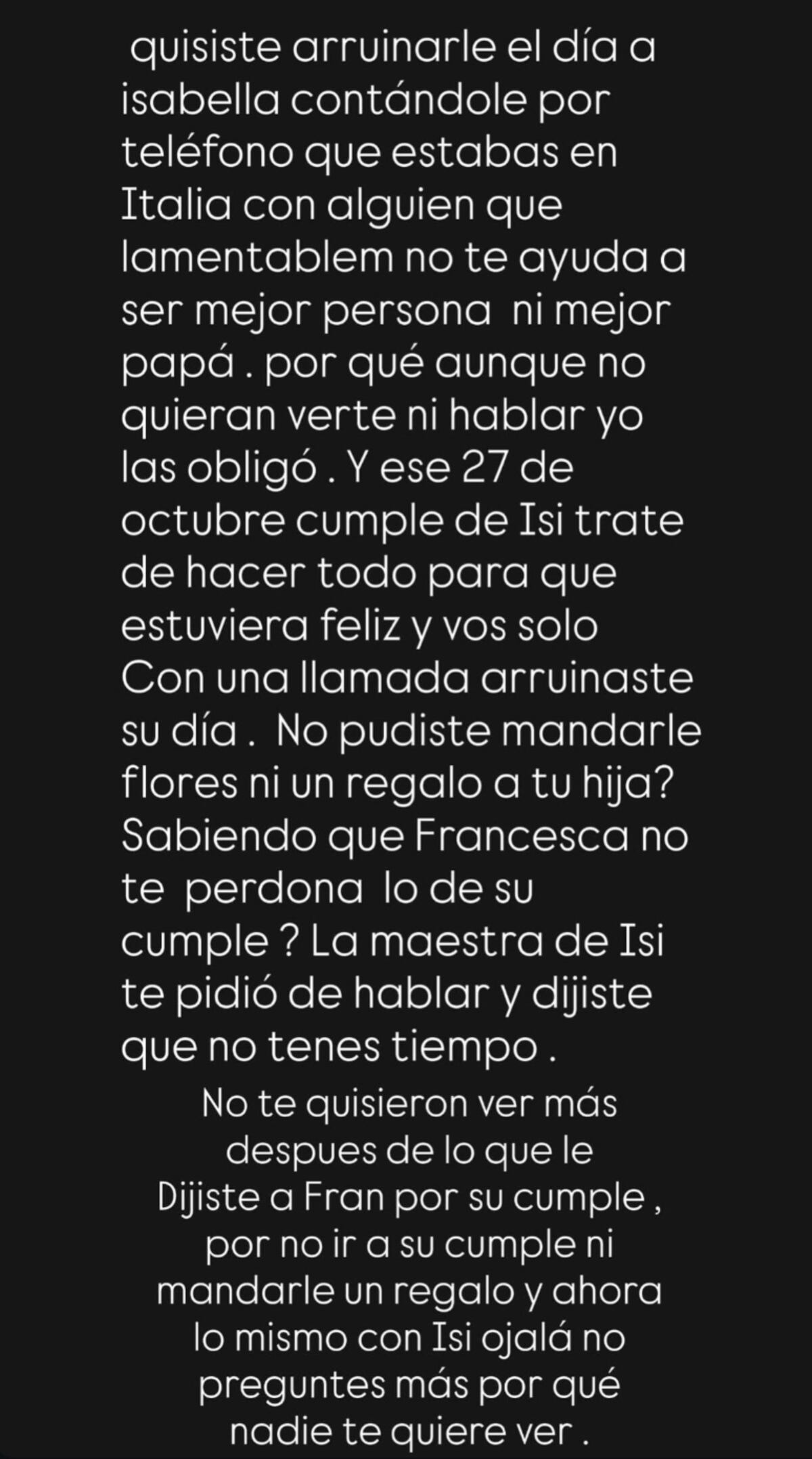 El contundente descargo de Wanda Nara contra Mauro Icardi, parte 2. (foto: Captura de pantalla)