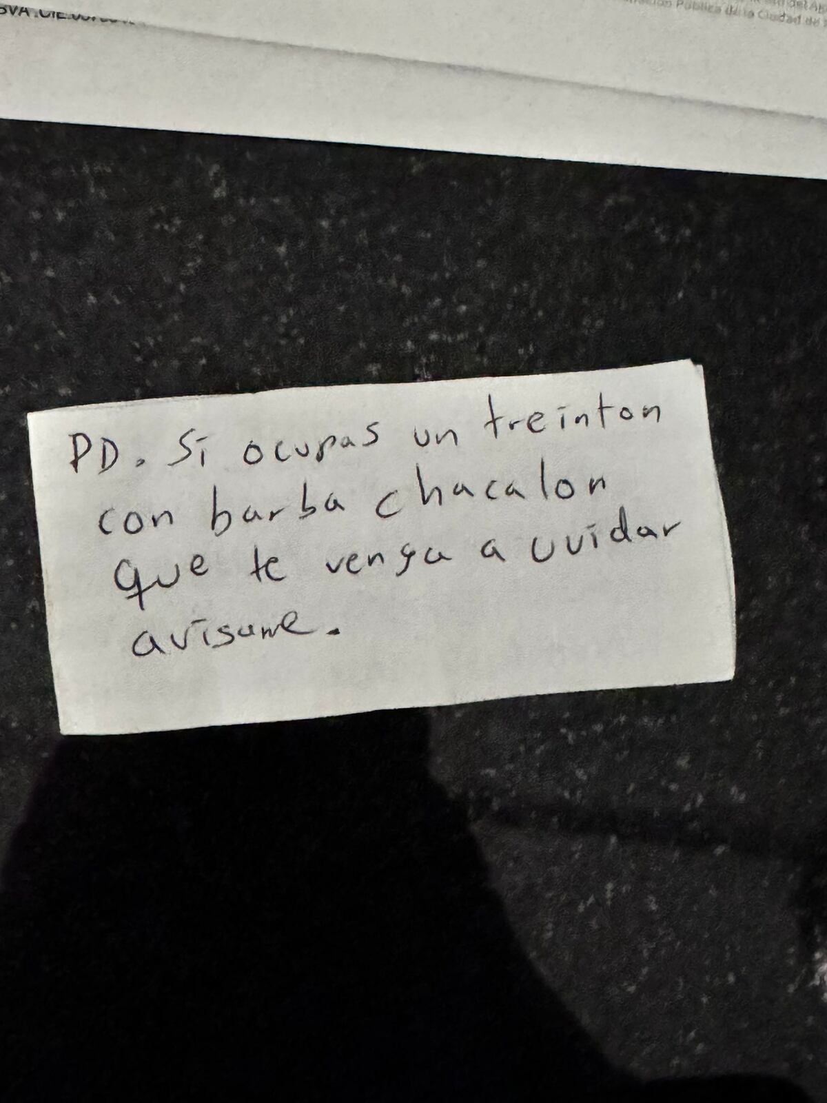 La carta que incluyó en el regalo.