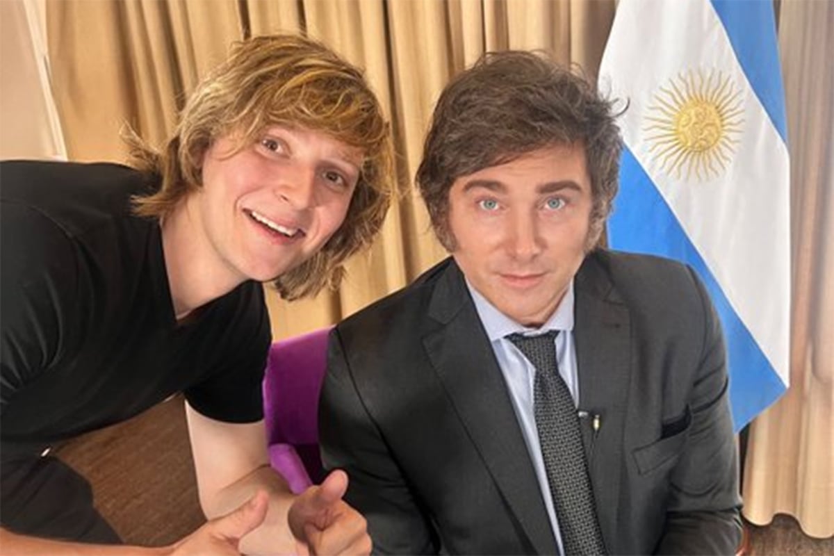 Iñaki Gutiérrez y el presidente Javier Milei (X).