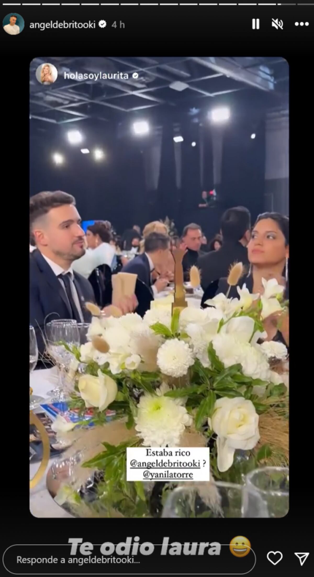 La respuesta de Ángel de Brito al video de Laurita en Instagram. (Foto: captura de pantalla)