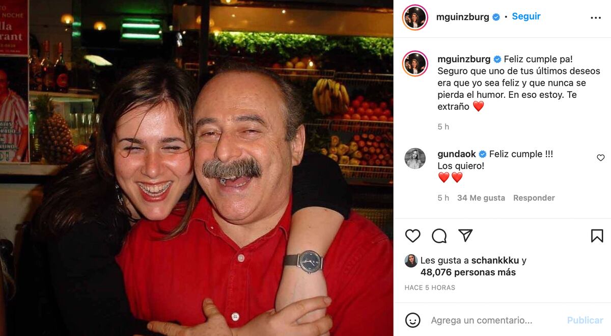 El posteo de Malena Guinzburg en Instagram para celebrar el cumpleaños número 73 de su padre.