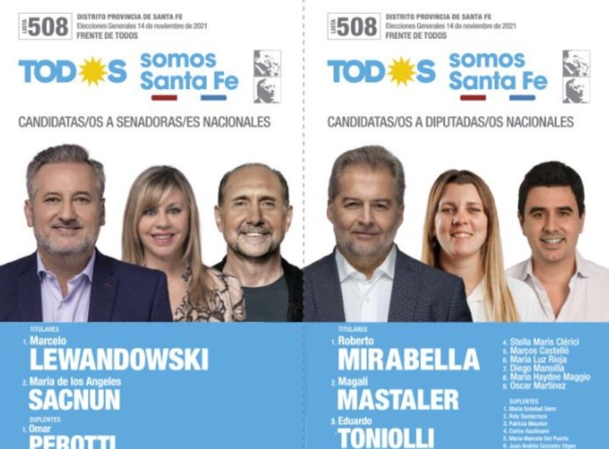 Boleta del Frente de Todos Santa Fe.