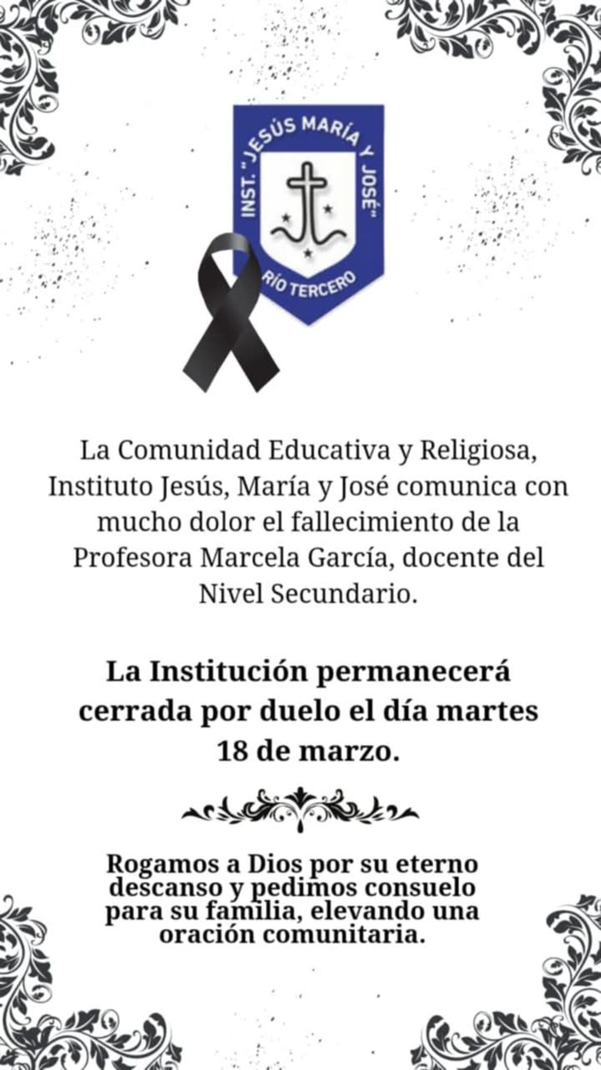 El colegio, de duelo.