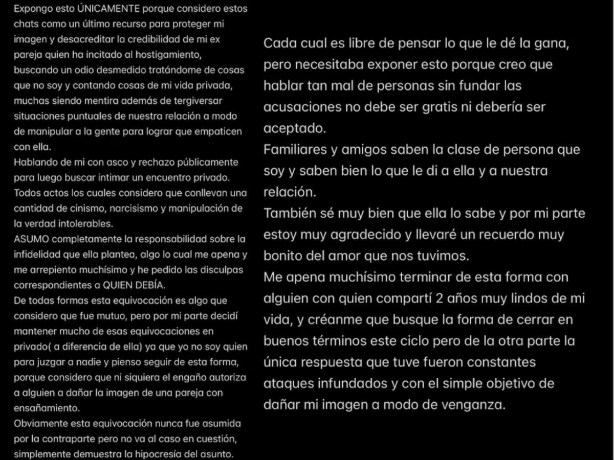 El descargo de Manuel ibero. (Captura)
