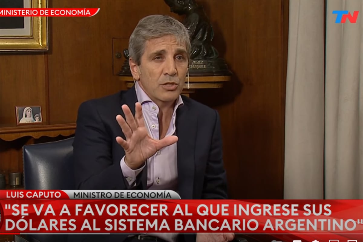Blanqueo. El ministro de Economía Luis Caputo,impulsor de regímenes de blanqueo. (TN)