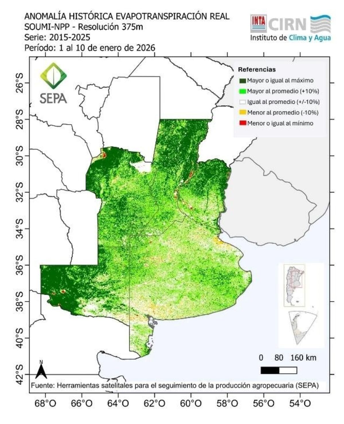 ANOMALIA. Evapotranspiración real. (Instituto de Clima y Agua)