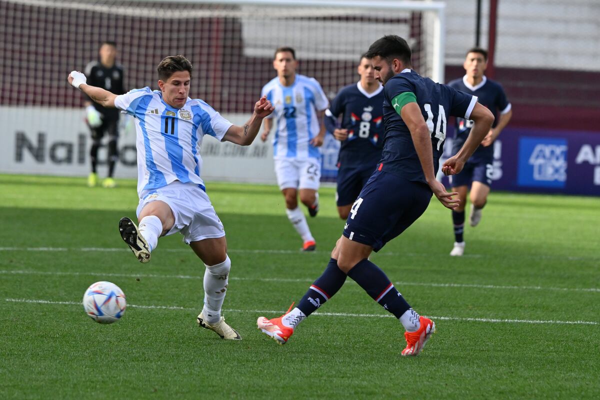 El seleccionado argentino sub 23 le ganó 2-0 a Paraguay en un amistoso de preparación. (Prensa Argentina)