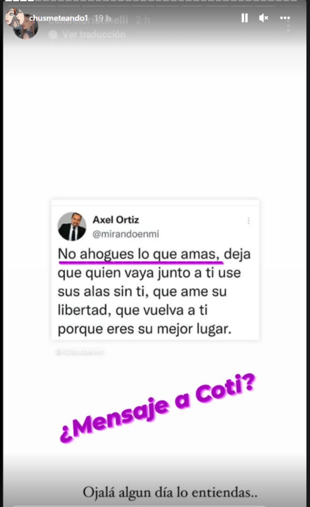 La llamativa frase que compartió Cande en sus redes sociales.