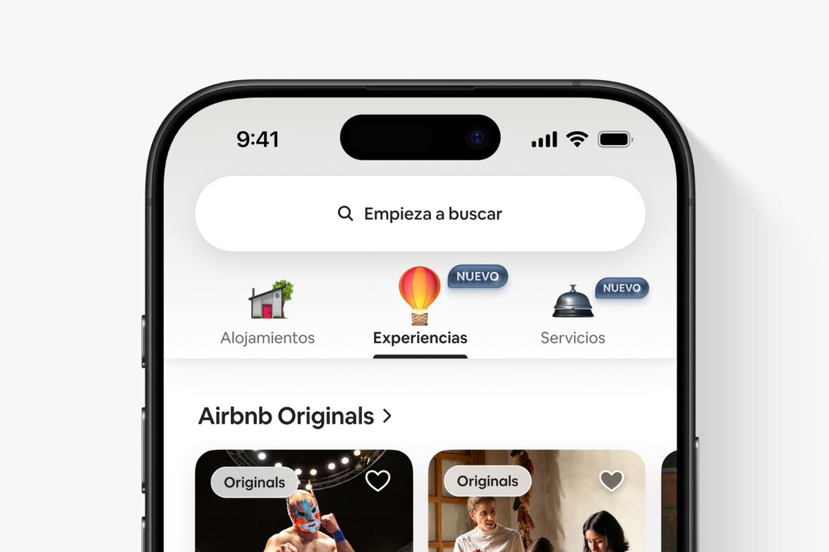 App Airbnb en la sección Experiencias
