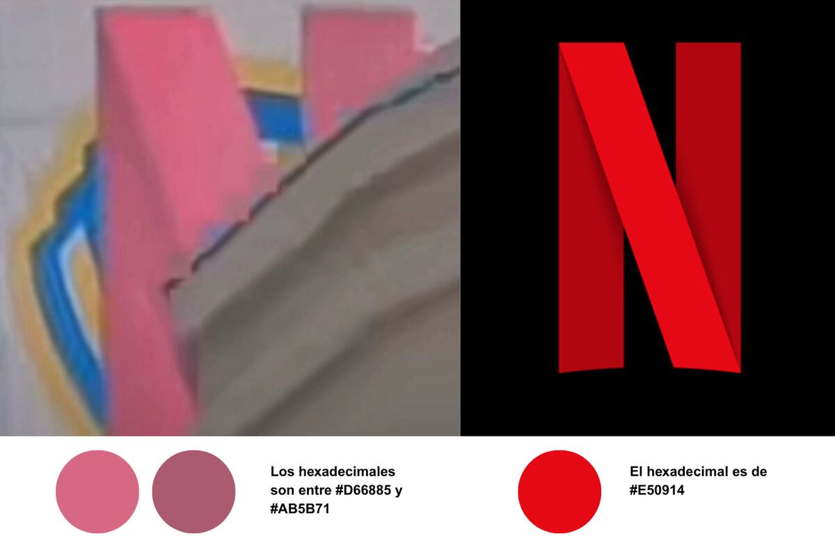Colores del logotipo de Netflix del video editado y el original. (La Voz)