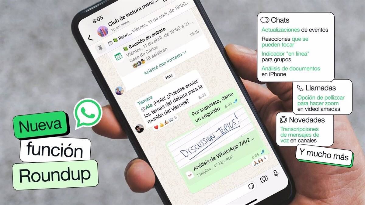 WhatsApp mejoró la calidad de las videollamadas, para que tengan menos interrupciones, y permite a los administradores de los canales compartir sus novedades en videos breves. (Europa Press)