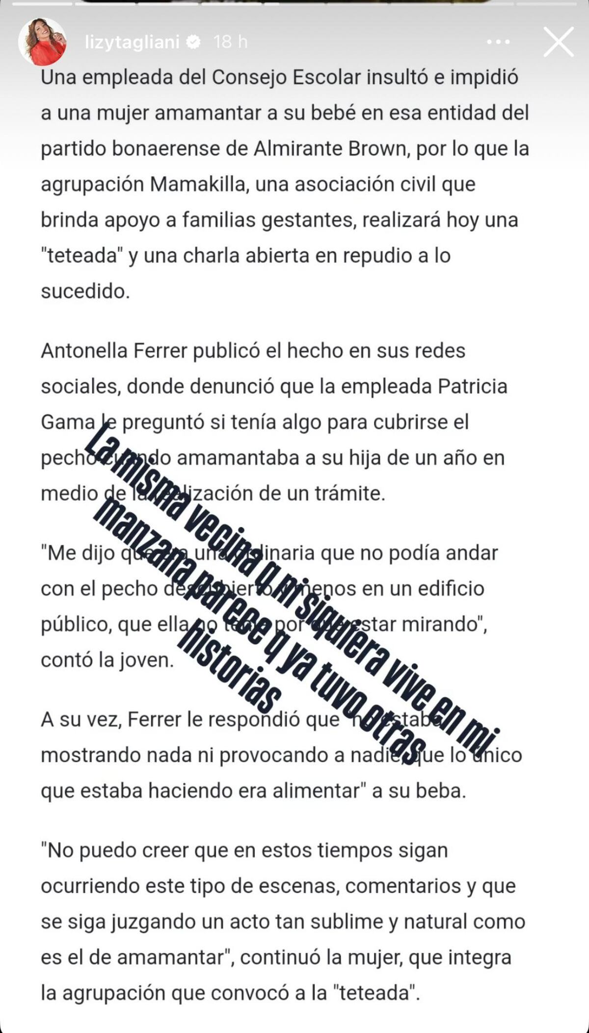 Lizy Tagliani desmintió a su supuesta vecina entrevistada en LAM (Captura de pantalla)