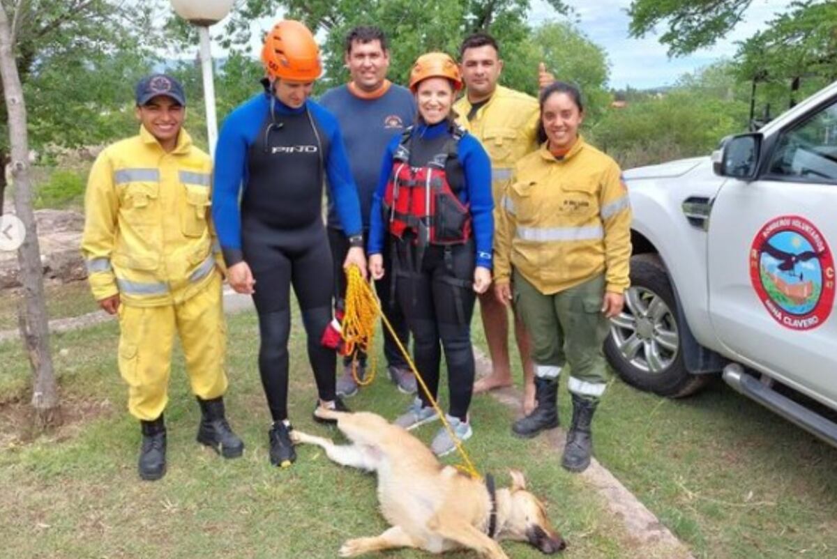 Final feliz, los bomberos que realizaron el rescate este fin de semana. (Gentileza Bomberos de Mina Clavero)
