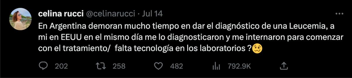 Los tuits de Celina Rucci que provocaron indignación en las redes sociales. (Fotos: captura de pantalla)