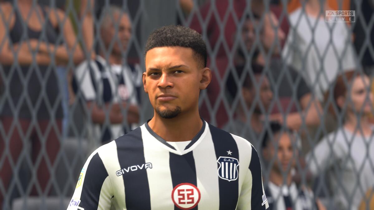 DIEGO VALOYES. Capturas de imágenes en una Playstation 5 de cómo se ve Talleres en el videojuego Fifa 23.