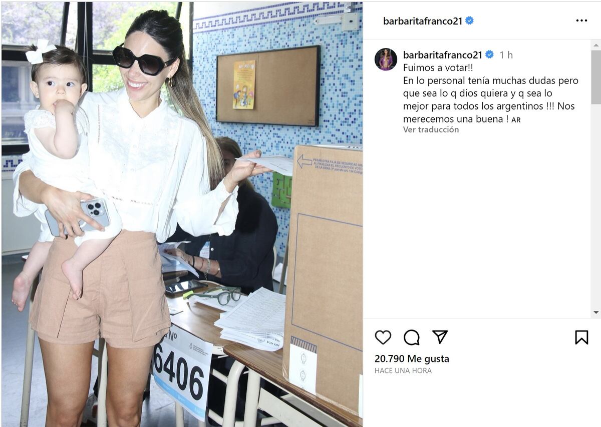 Barby Franco ya votó en el balotaje 2023 (Captura de pantalla)