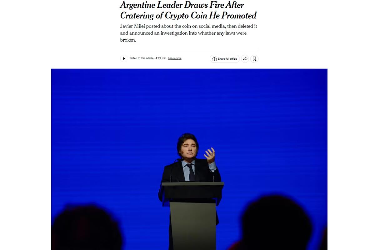 El diario estadounidense The New York Times publicó una nota comparando a Milei con Donald Trump.