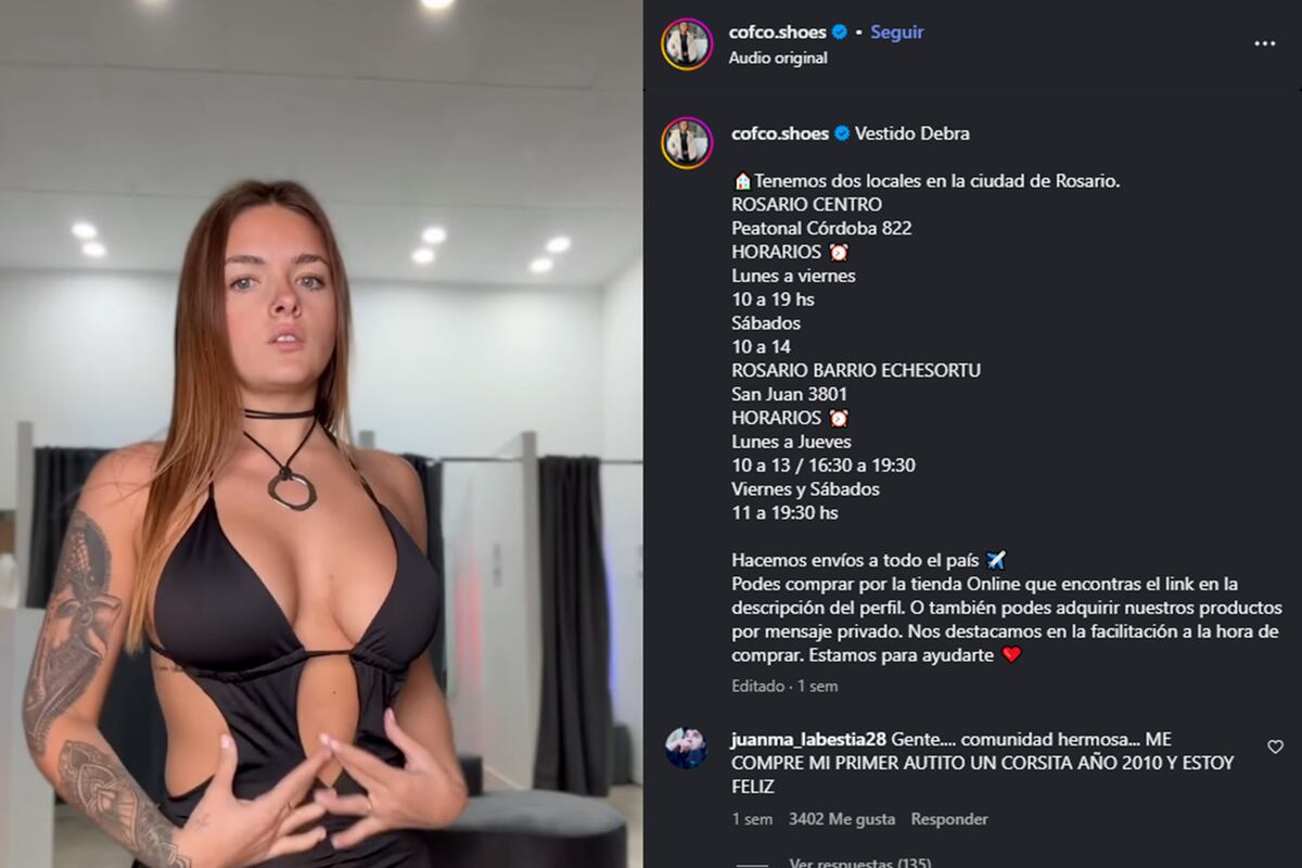 Priscila Rojas, la rosarina que vende ropa en Cofco.shoes y que se volvió popular por ser parecida a la China Suárez. (Captura)
