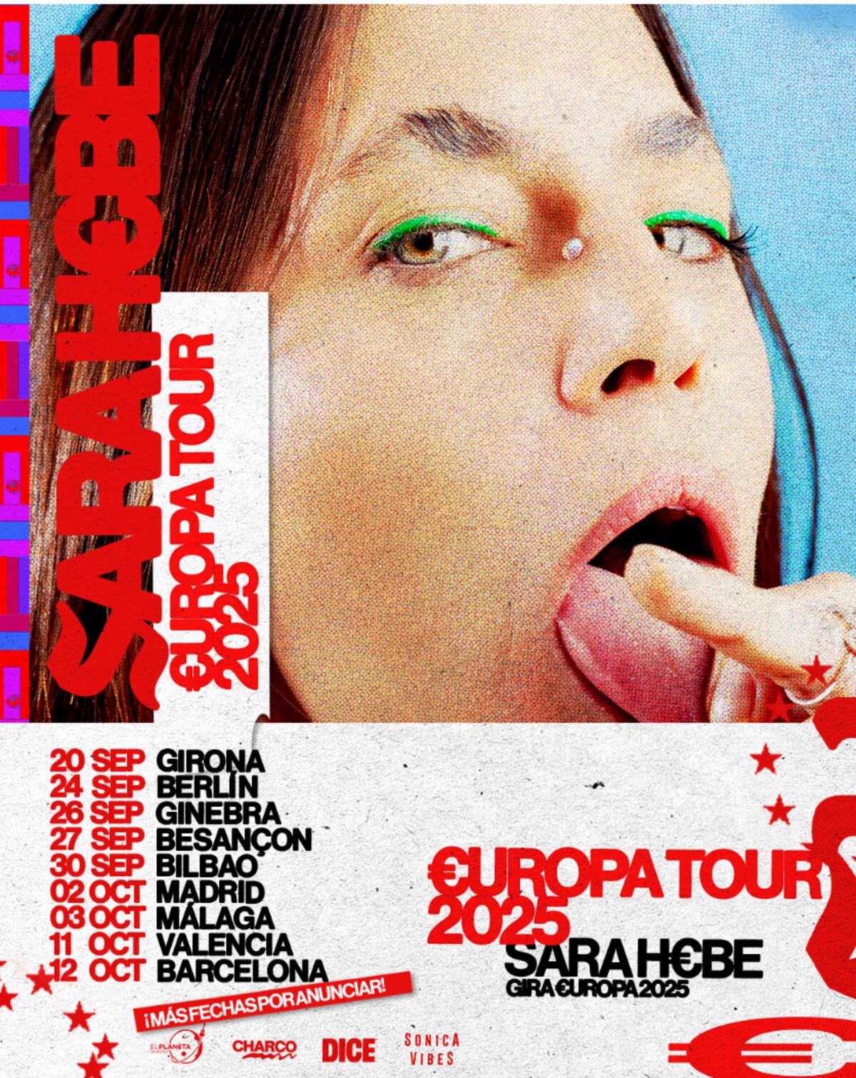 Las fechas de la gira europea de Sara Hebe. (Captura)