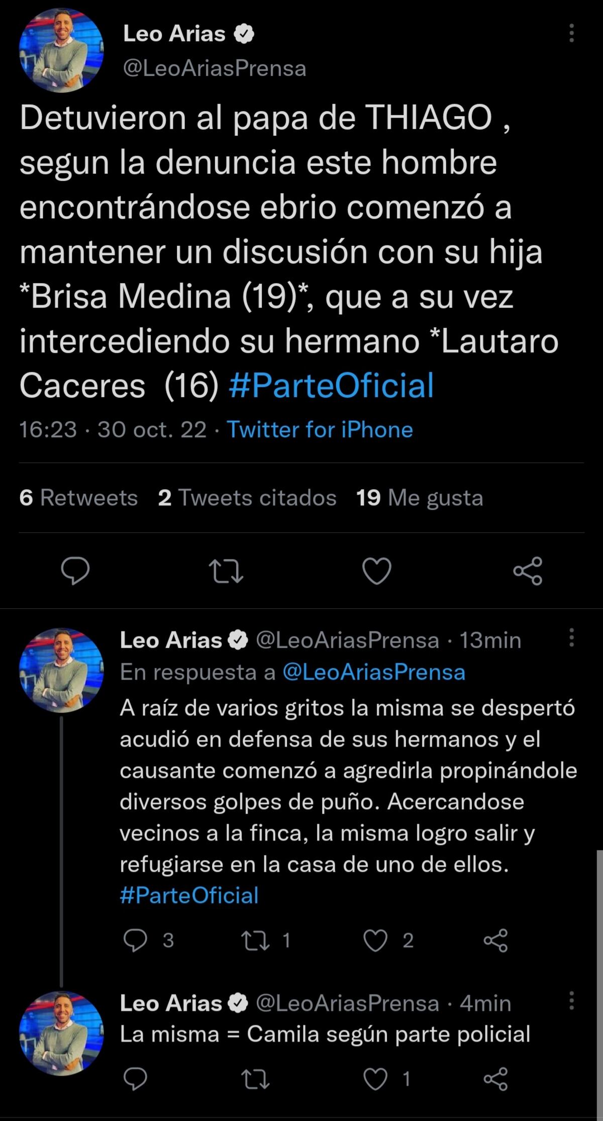 Leo Arias brindó más detalles sobre la detención del papá de Thiago de "Gran Hermano" (Captura de pantalla)