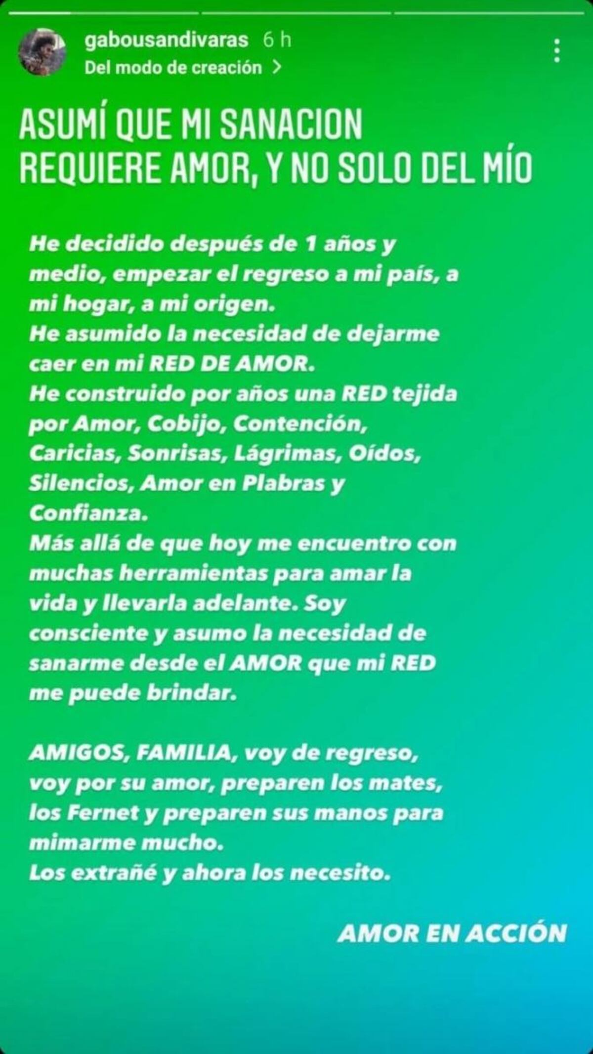 Gabo Usandivaras anunció que vuelve a Argentina