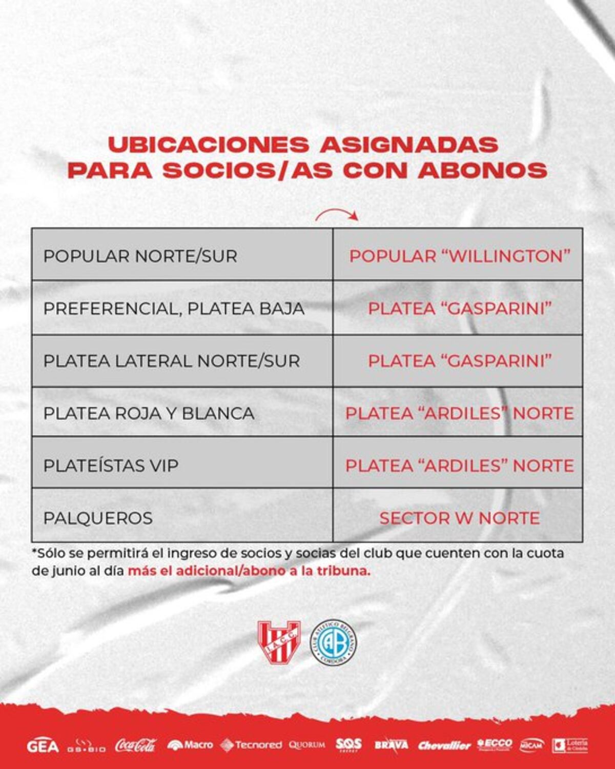 La info para estar presente en el clásico ante Belgrano. (Prensa IACC).