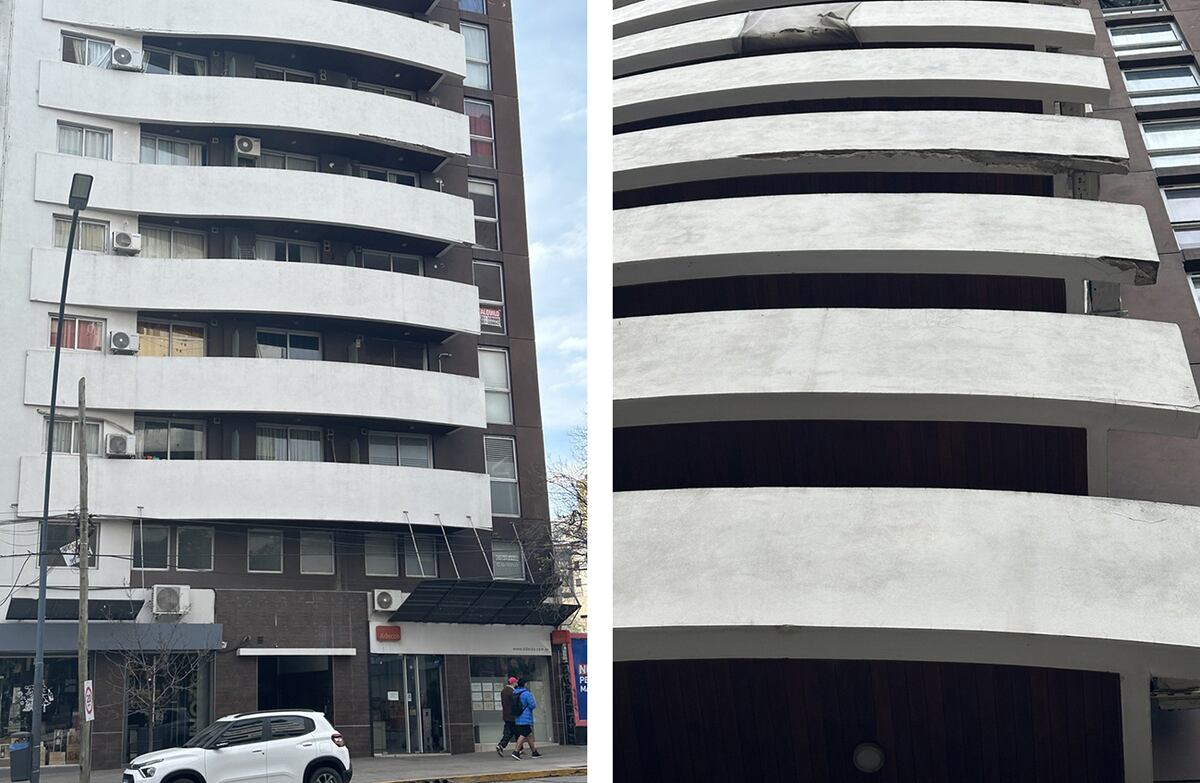 Improvisación en otro edificio de Bv. San Juan. El consorcio no arregló al menos dos balcones.
foto: Gentileza