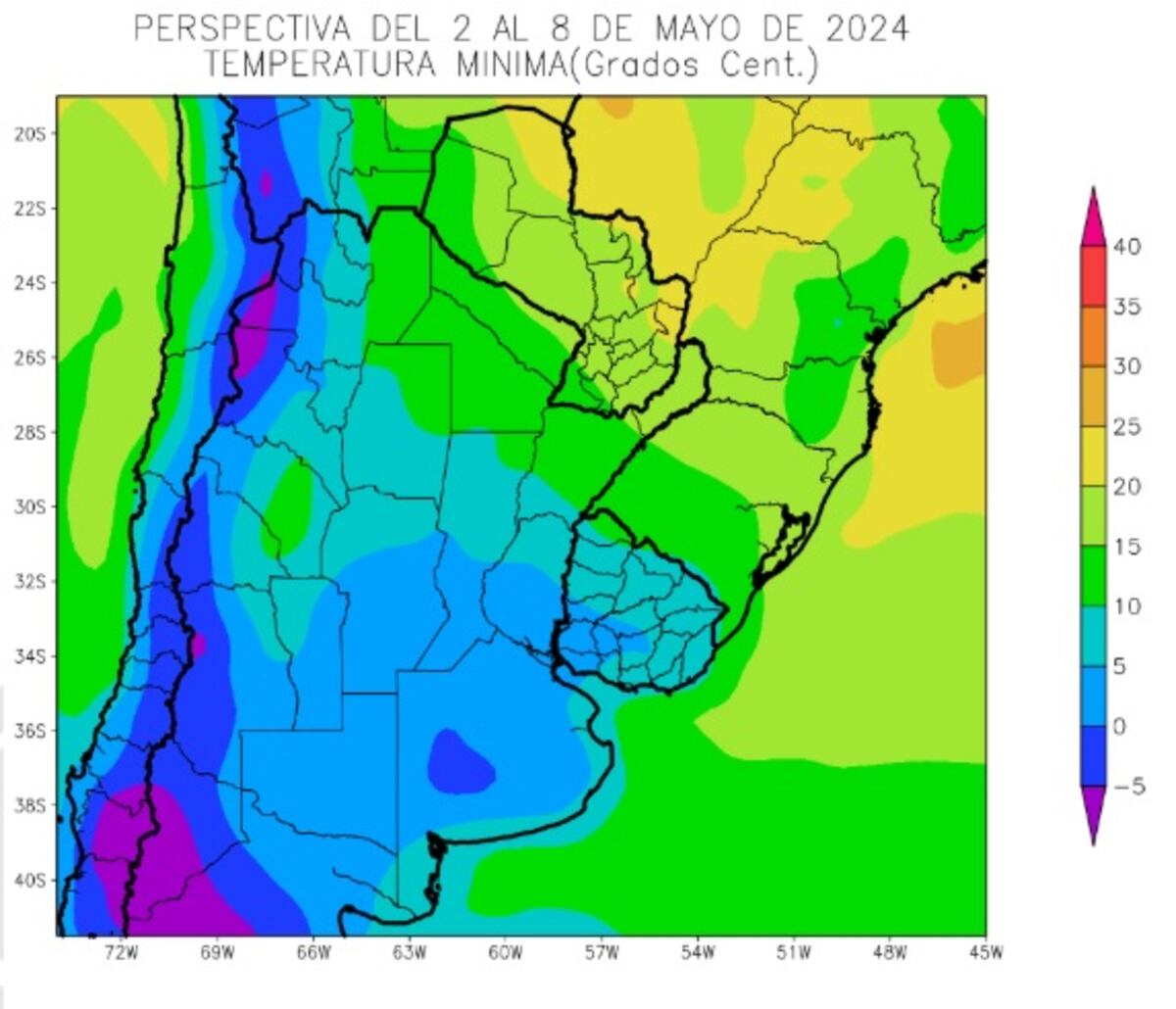 El clima, del 2 al 8 de mayo. Bolsa de Cereales de Buenos Aires.